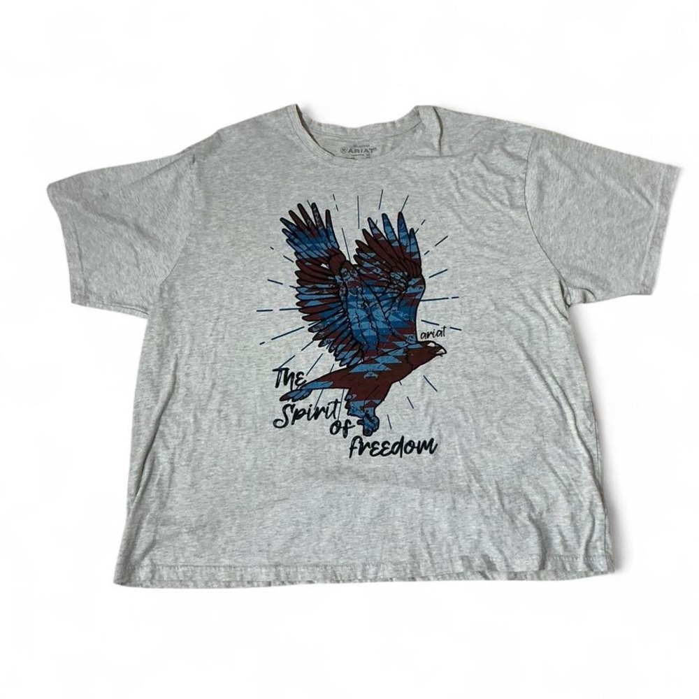 Aariat Mens T-Shirt The Spirit of Freedom‎ Graphic Tee Gray